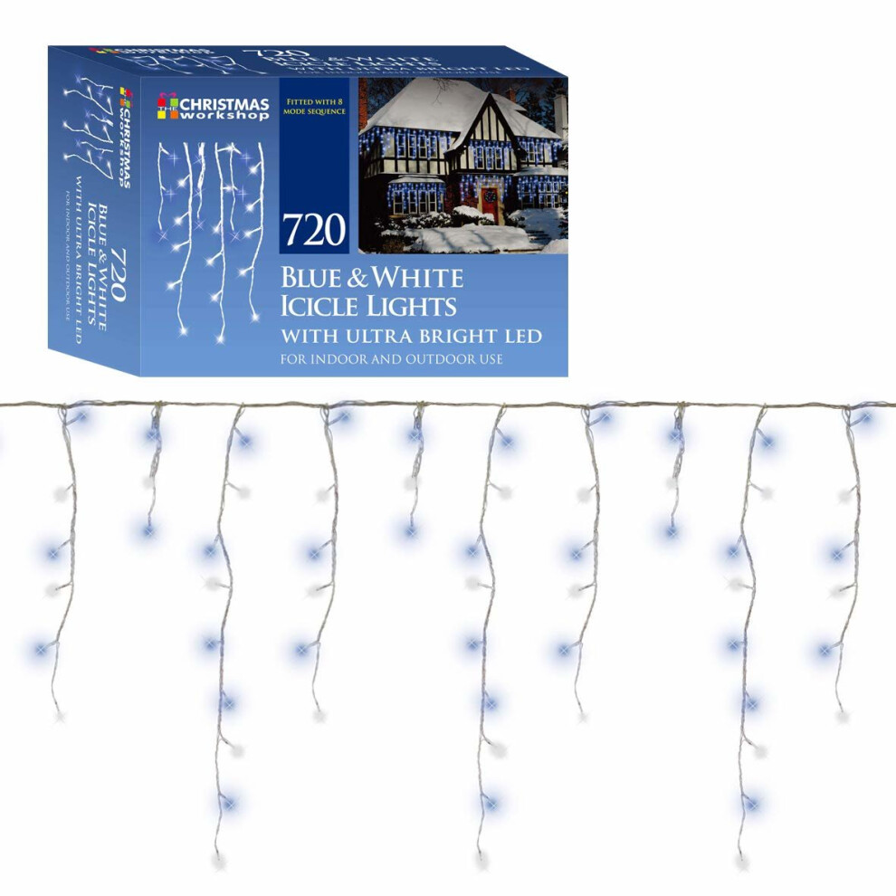The Christmas Workshop 77550 720 Blue & White LED Icicle Chaser Lights