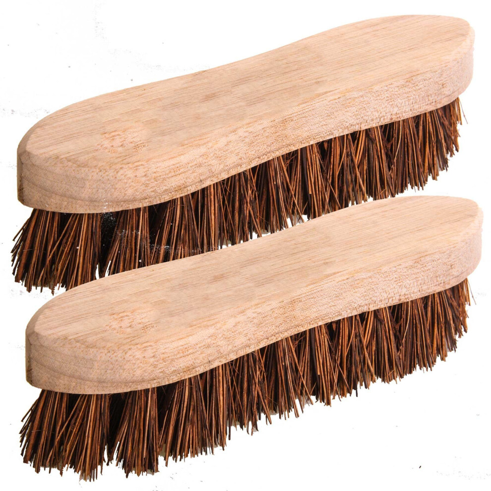 2 x Traditional Floor Scrubbing Brushes Hard Bristle 8" (200mm) Wooden Hand Deck-image-OPC-PPDT2W-NEW
