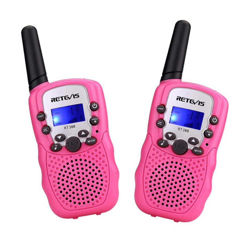 Retevis RT388 Kids Walkie Talkie Pink PMR446 8 Channels Flashlight VOX 10 Call Tones 2 Way Radio for Children Boys Girls Garden Suburbs...