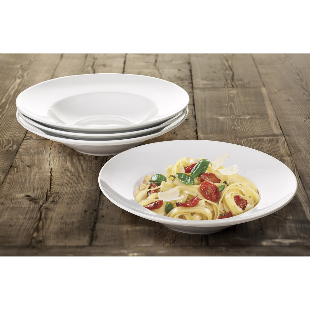 4 Piece Large White Pasta Bowls