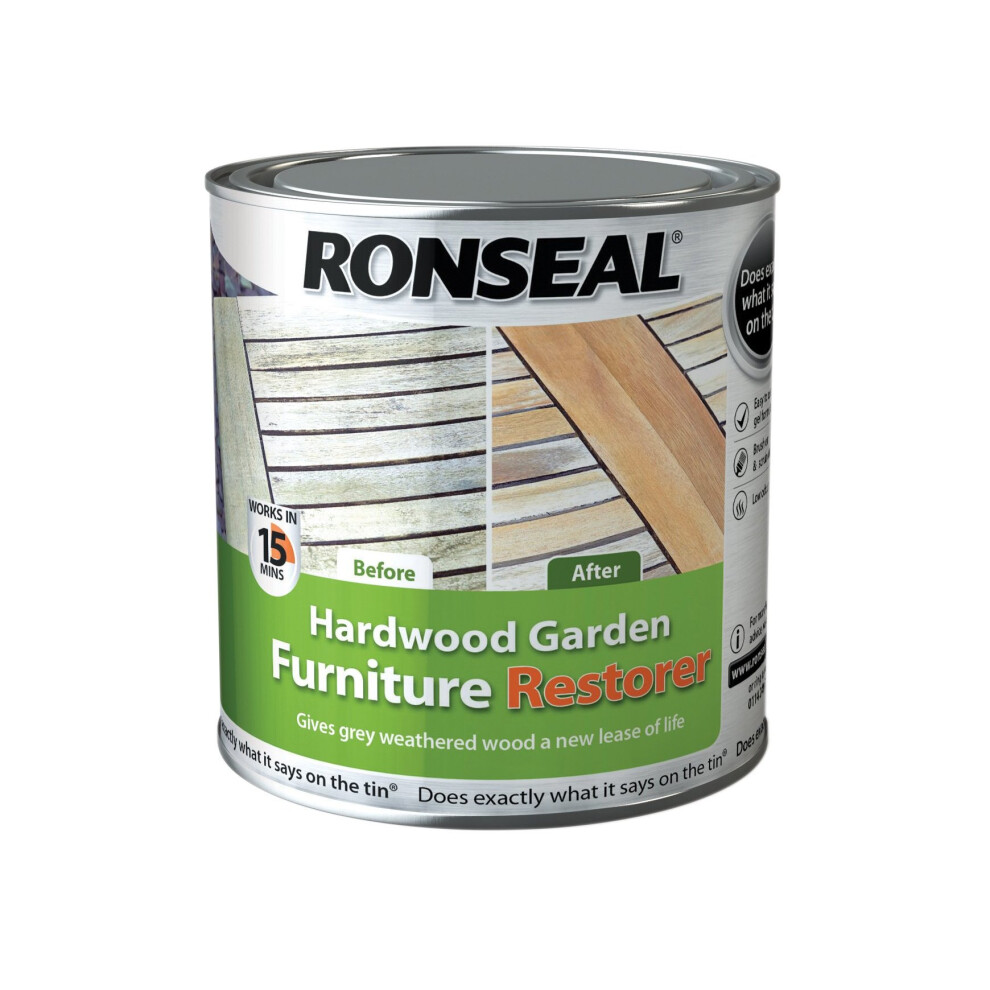 Ronseal HGFR1L Hardwood Garden Furniture Restorer 1 Litre, 1L