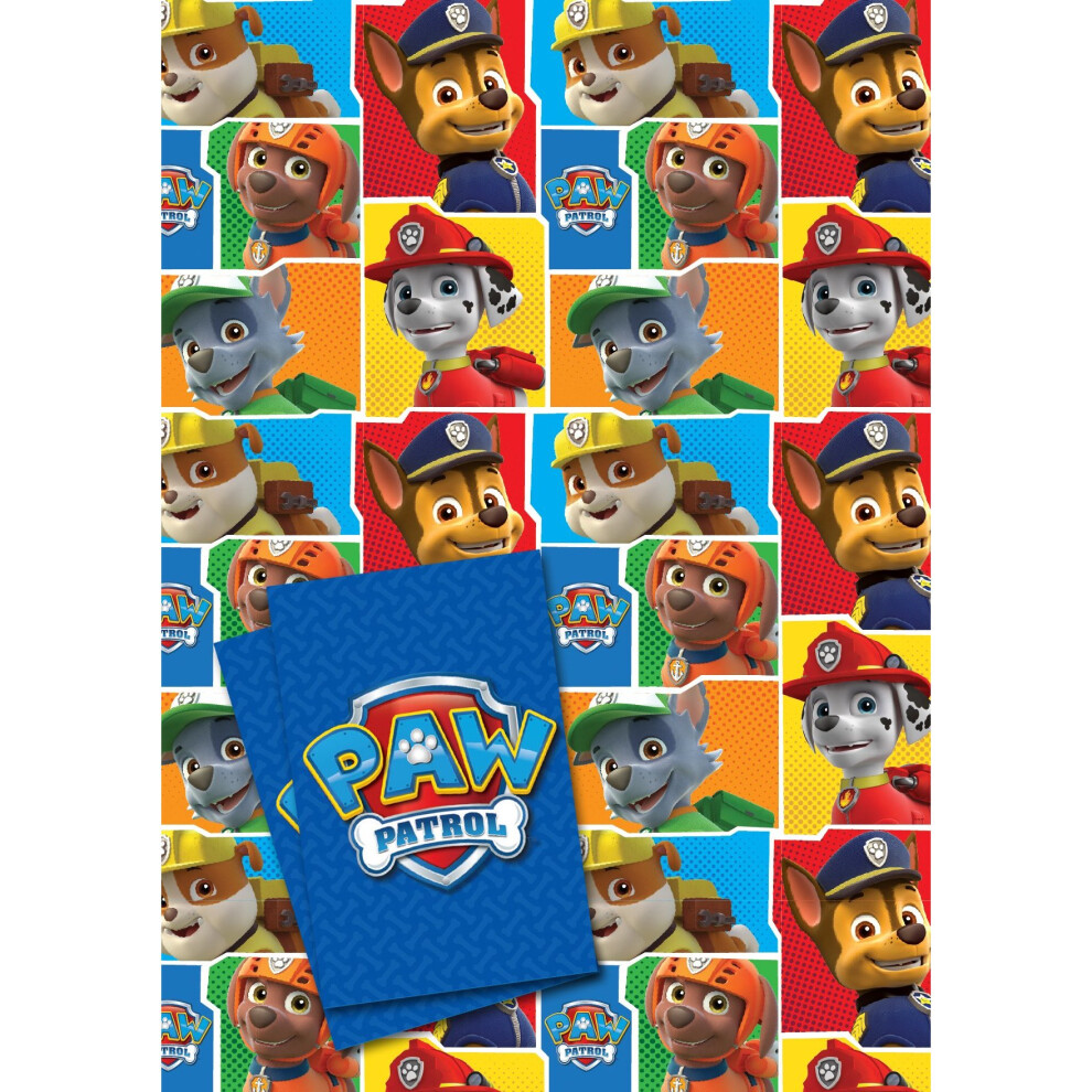 Official Paw Patrol 2 sheet and 2 tag Gift Wrap Pack