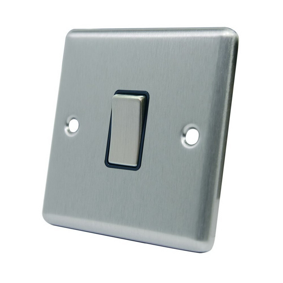 AET CSC1GSWIBSI 10 A 1-Gang Satin Finish Chrome Classical Single Intermediate Black Insert Metal Rocker Light Switch