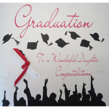 WHITE COTTON CARDS XWB98d Large Graduation Scroll, Graduation To a Wonderful Daughter Handmade Graduation Card