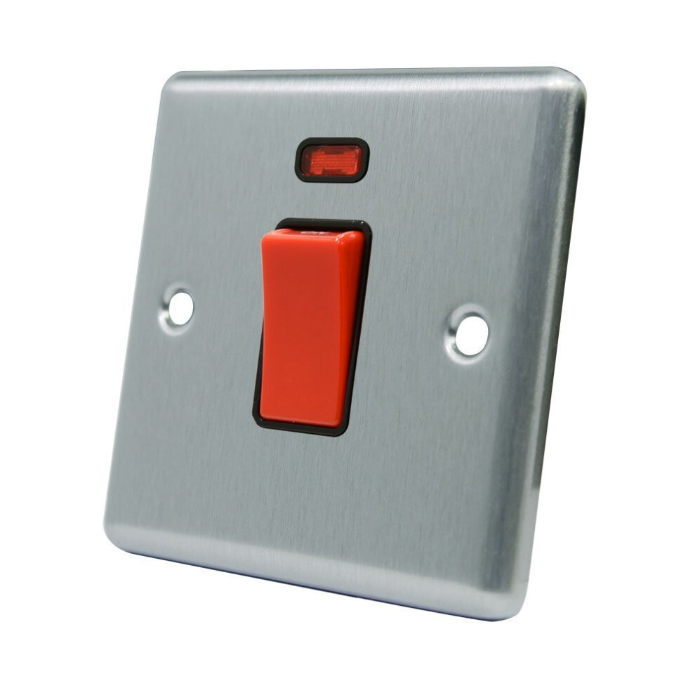 Aet Csccswbl 45 A 1-Gang Satin Finish Chrome Classical Dp Black Insert Cooker Switch With Neon Indicator 700461519874