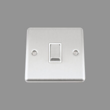 AET CSC1GSWIWS Satin Chrome Classical White Insert Metal Rocker Switch-10 Amp Single 1 Gang 2 Way Light Switch
