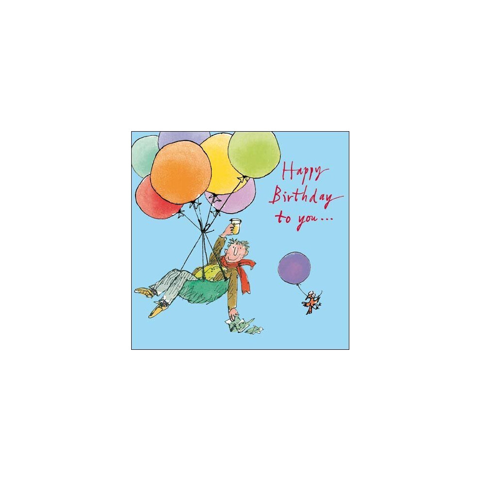 Greeting Card (WDM9321) Male Birthday - Quentin Blake - Man in Balloon Parachute