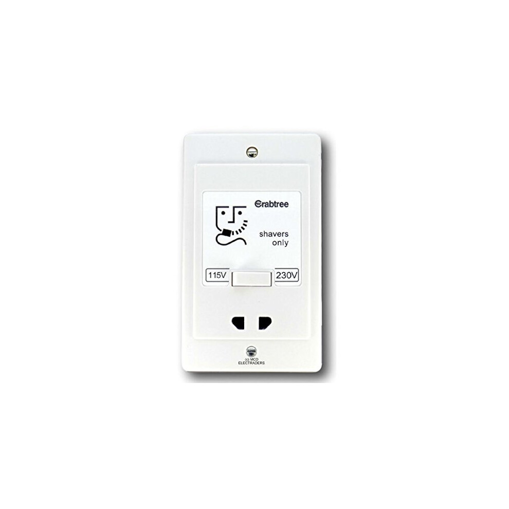 Crabtree 2400 Shaver Unit - Dual Voltage 230/110V. Suitable for Bathroom Use by Crabtree
