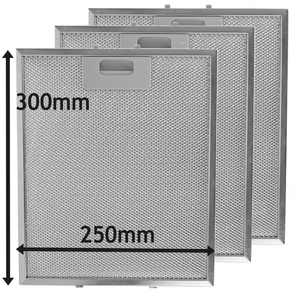 SPARES2GO Cooker Hood Metal Mesh Grease Filter for Kitchen Extractor Fan Vent (Pack of 3 Filters, Silver, 300 x 250 mm)