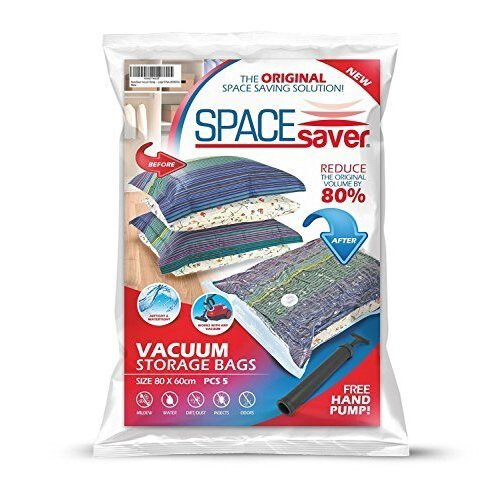 Space Saver Vacuum Storage Bags with Hand Pump Large 5 Pack on OnBuy
