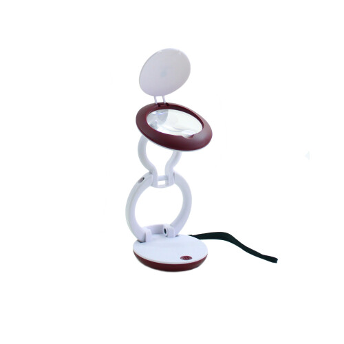 Daylight Company Natural Light Compact Foldable Magnifying Light, White/Red
