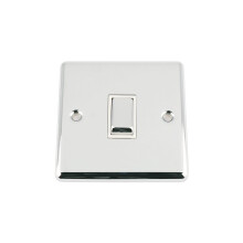 AET CPC1GSWIWC 1 Gang 2 Way 10 A Classical Chrome Polished White Insert Metal Rocker Light Switch