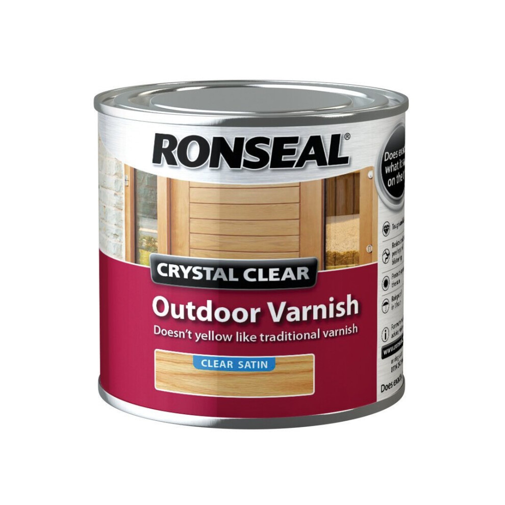 Ronseal CCODVS250 250 ml Crystal Outdoor Satin Finish Varnish - clear