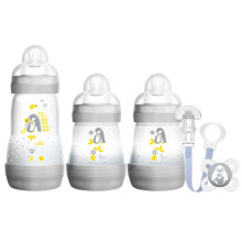 MAM Welcome to The World Set Includes Bottles, Soother and Clip, Grey MAM Welcome to The World Set Includes Bottles, Soother and Clip, Grey
