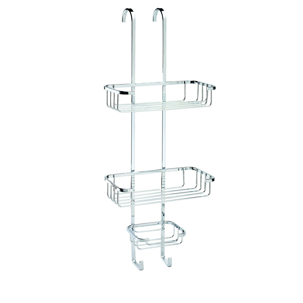 Croydex Chrome 3-Tier Hook Over Shower Caddy, 5 Year Rust Free Guarantee