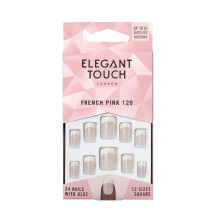 FRENCH pink nails with glue square 126-S 24 u