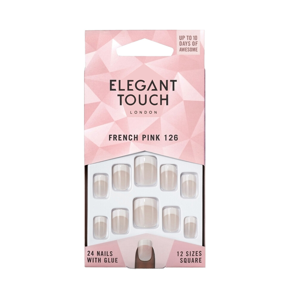 Elegant Touch - French Nails - Pink - 126 - Short - Square Shape