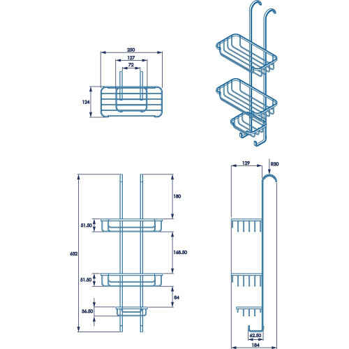 Croydex Croydex Chrome 3-Tier Hook Over Shower Caddy, 5 Year Rust Free Guarantee 2
