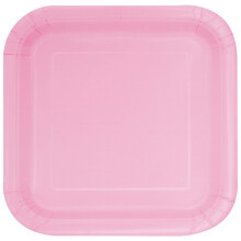 Unique Party 30881 - 23cm Square Baby Pink Party Plates, Pack of 14