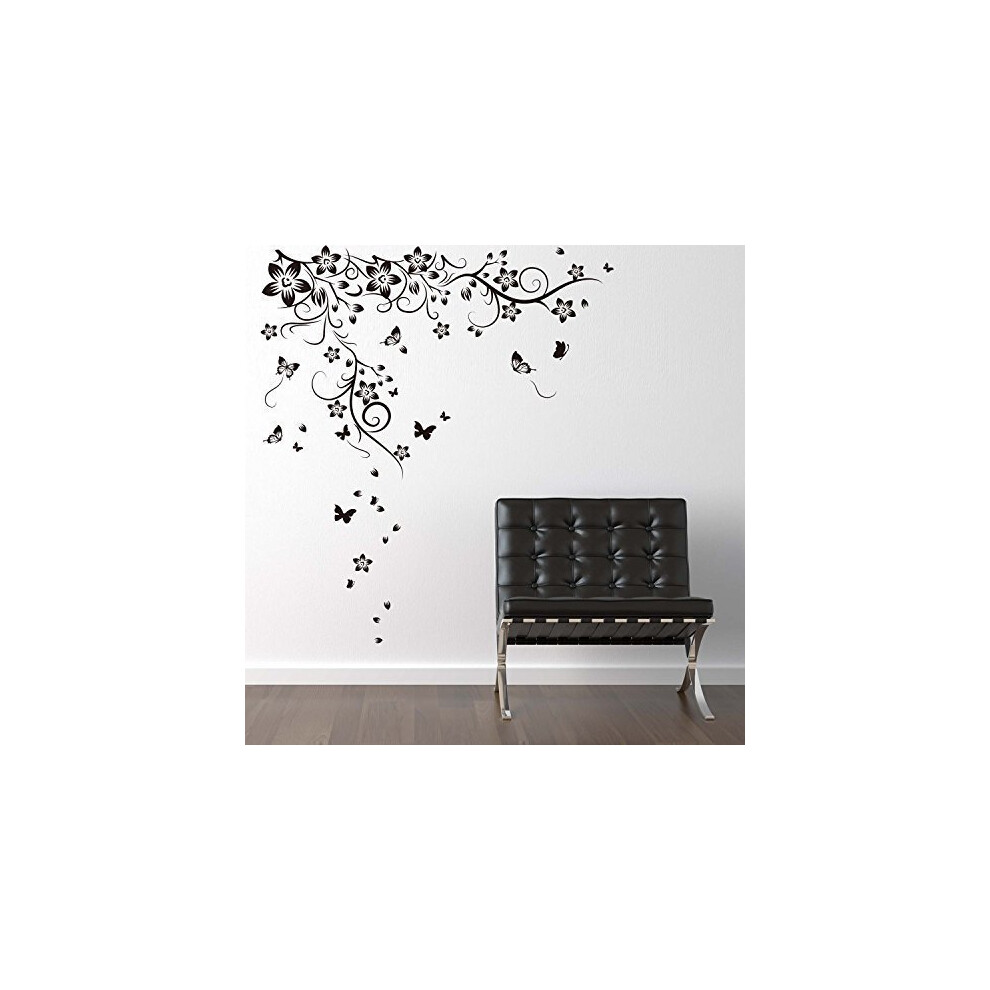 Walplus 150x130 cm Wall Stickers New Huge Butterfly Vine Removable Self-Adhesive Mural Art Decals Vinyl Home Decoration DIY Living Bedroom Office...