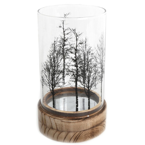 Carousel Beautiful Tree Glass Wood Candle Tealight Holder