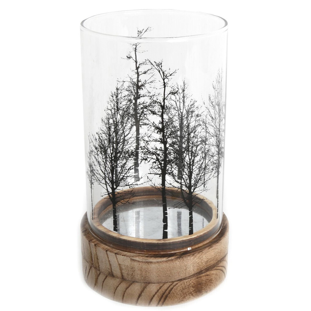 Beautiful Tree Glass Wood Candle Tealight Holder