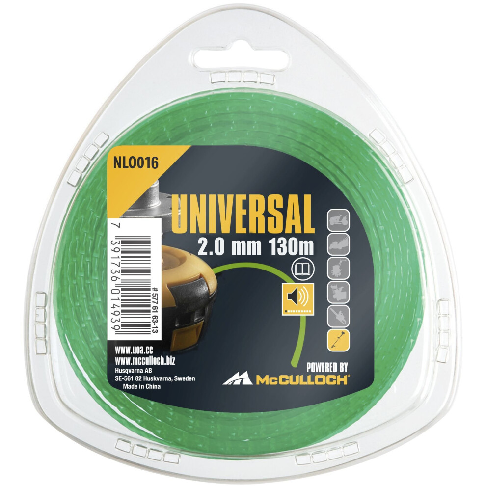 UNIVERSAL NLO016 Low Noise Trimmer Line For All Grass Trimmers - 2.0 mm x 130 m