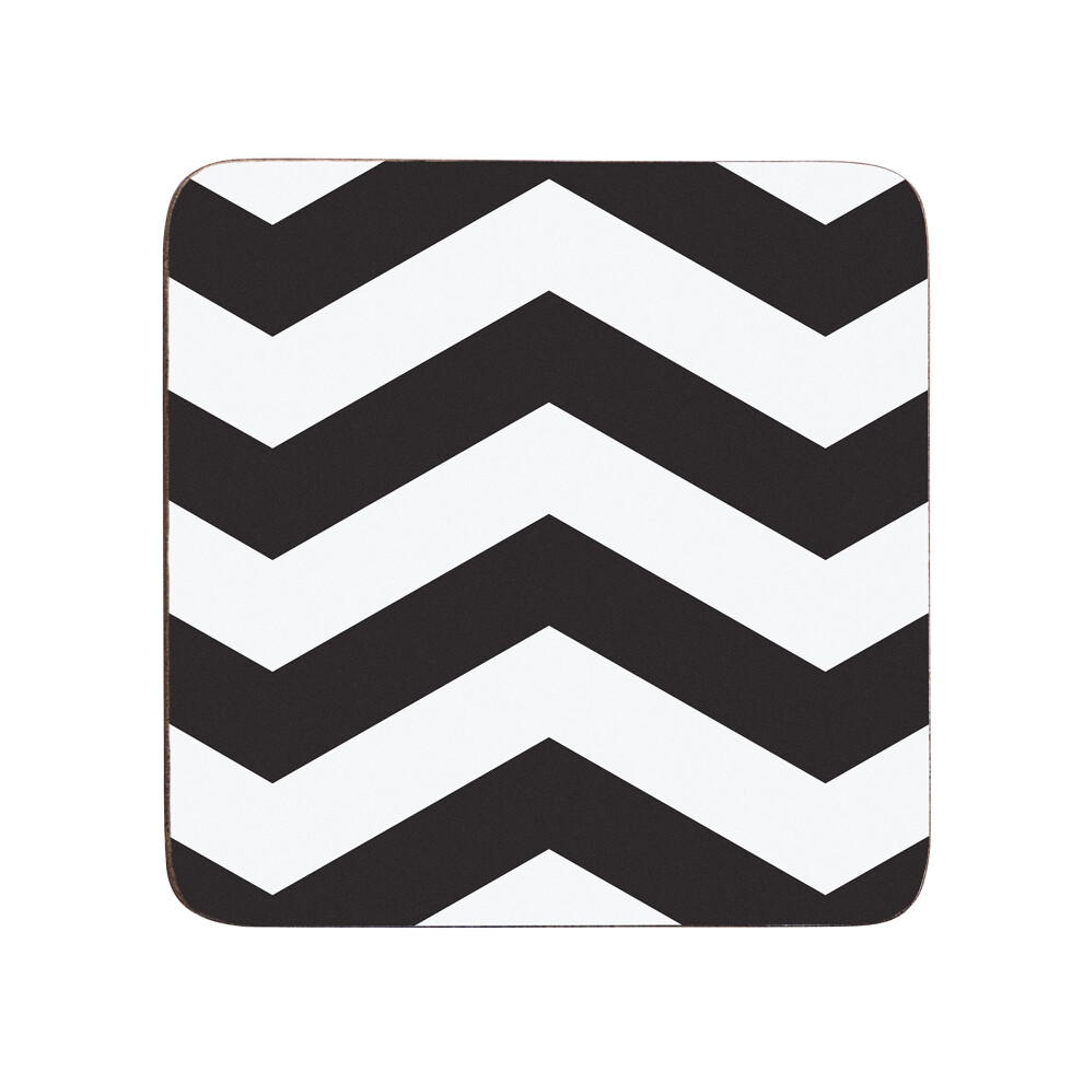 Premier Housewares Chevron Coasters - Set of 4, Black/White