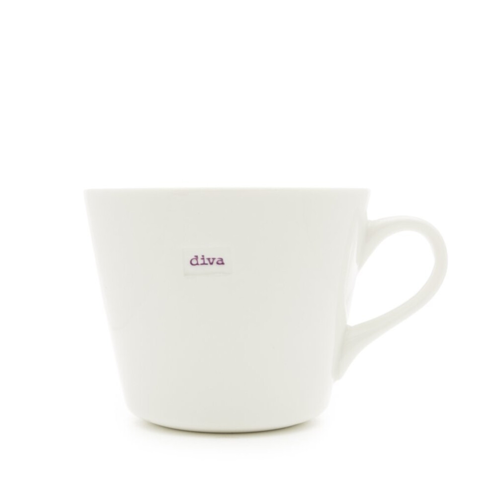 Keith Brymer Jones Word Range 'diva' Bucket Mug, 0.35L - White