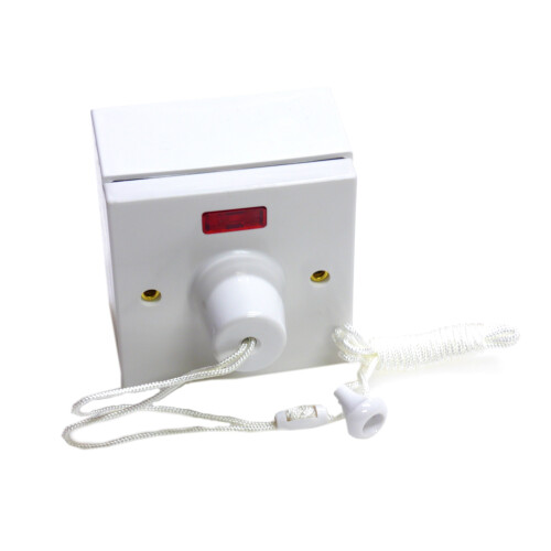 45 amp shower switch ceiling pull cord comes with 44mm surface backbox - double pole 1