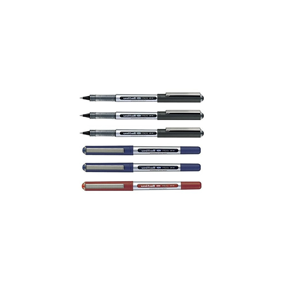 Uni-Ball UB-150 Eye Micro Liquid Ink Rollerball Pens MIXED Pack of 6