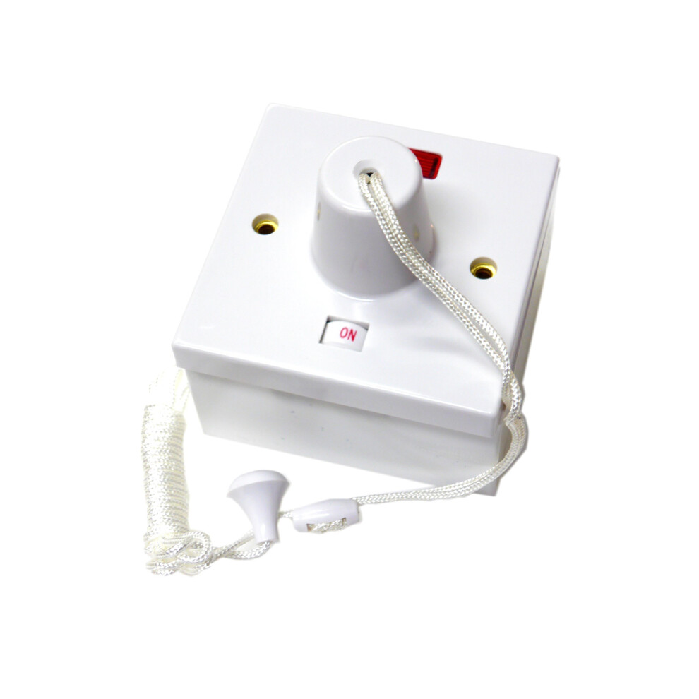 45 amp shower switch ceiling pull cord comes with 44mm surface backbox - double pole