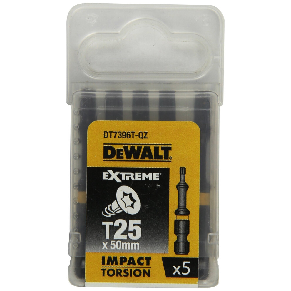 DeWALT Bits, T25 Extreme Impact Torsion,Â DT7396T-QZ, Pack of 5, 50Â mm