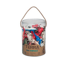 Terra by Battat - 60 Pz Figurine Animali Marini - Giocattoli Mini Animali del Mare - Squali, Delfini, Tartarughe e Altro