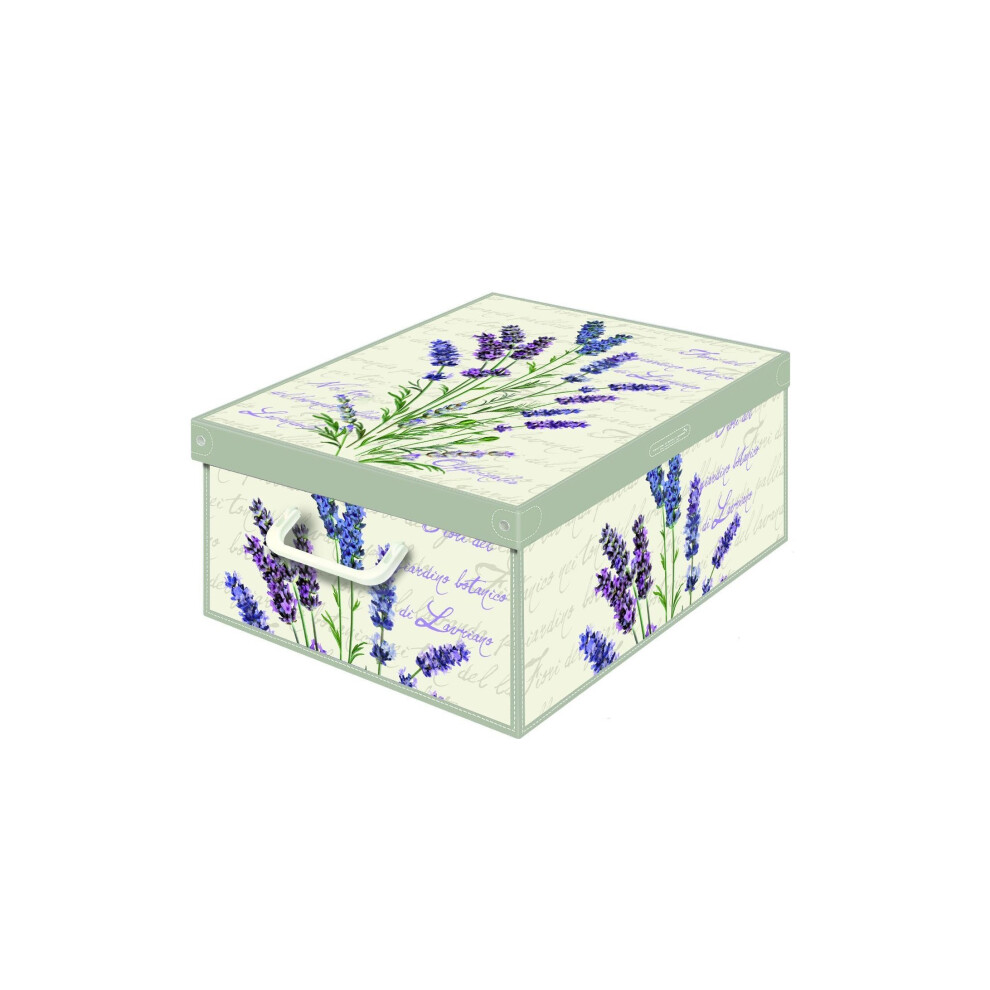 Kanguru" Collection Fragrant Lavender Decorative Storage Box with Handles and Lid, Multi-Colour, 42 x 32 x 10 cm