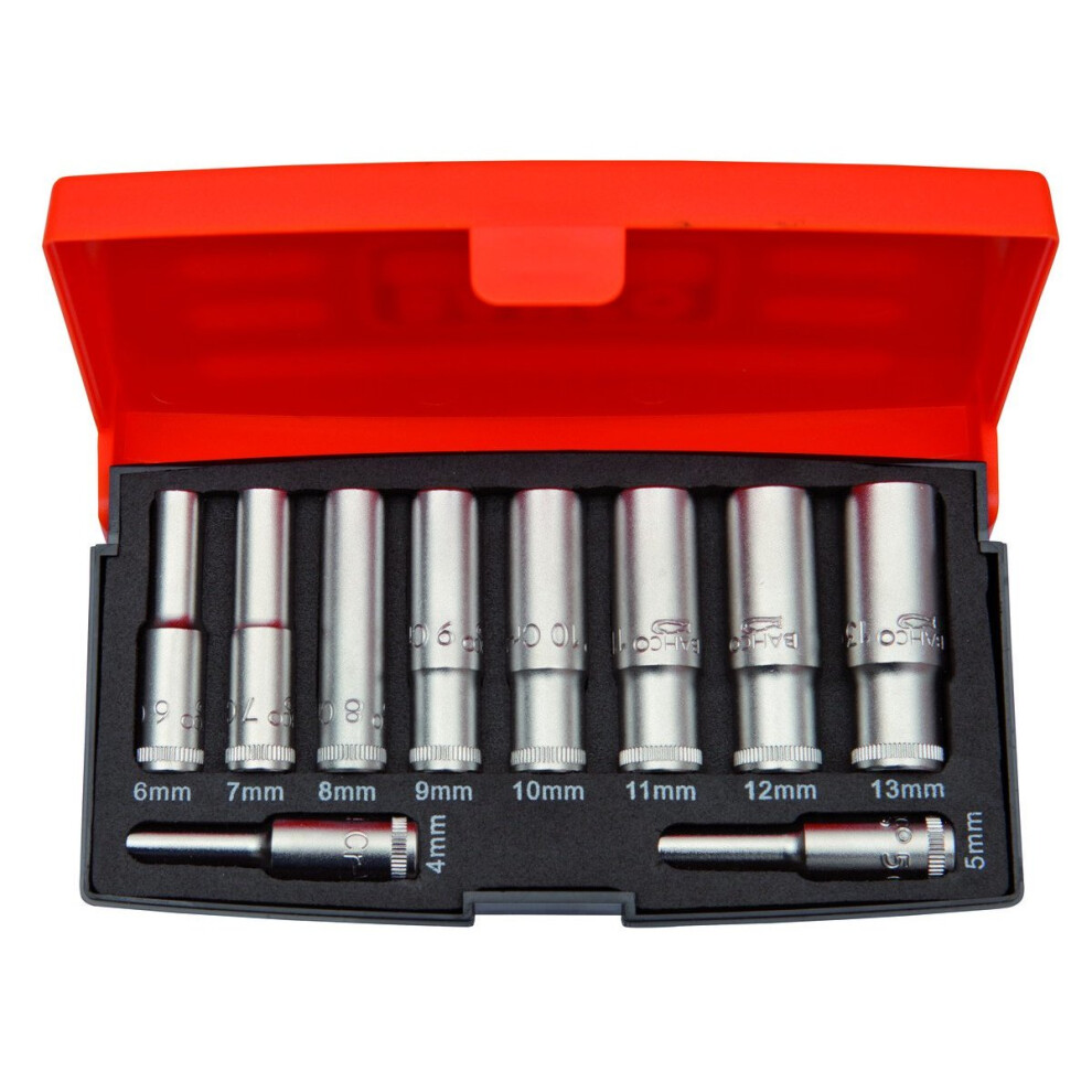 Bahco S0810L Deep Socket Set, Multi-Colour, Set of 10 Pieces