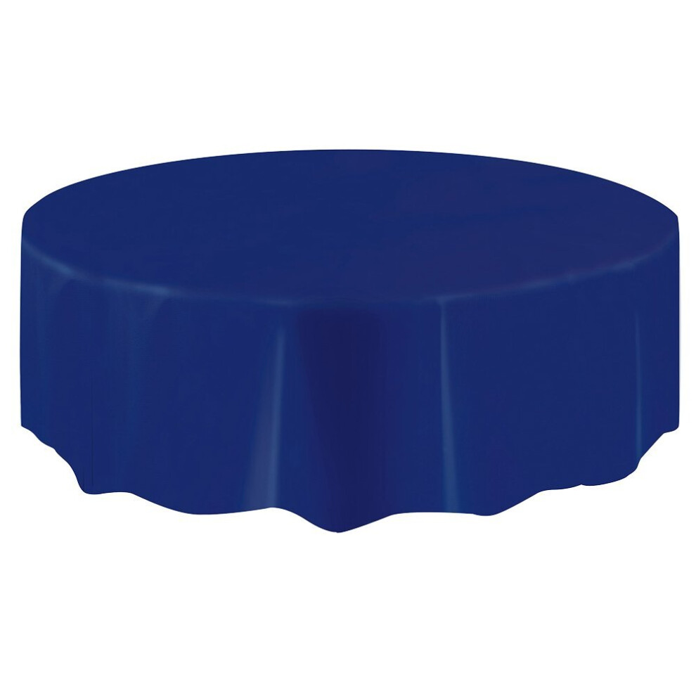 Unique Party  50384  - Round Navy Blue Plastic Tablecloth, 7ft