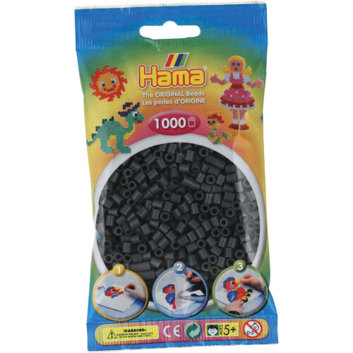 Hama Beads Hama Perlen 1 000 Perlen -Nachfllbeutel - dunkelgrau