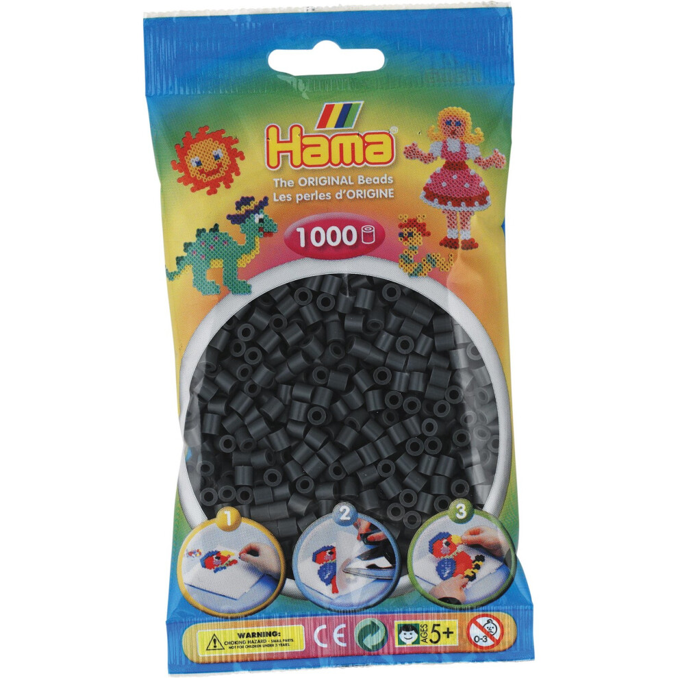 Hama Beads 1,000 Bead Refill Bag - Dark Grey