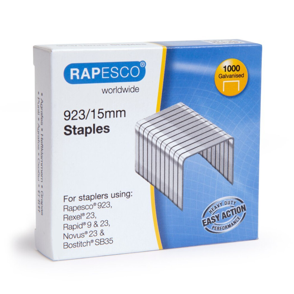 Rapesco 1239 Staples - 923 15 Mm [Box 1000] 5018505005463