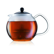 Bodum Assam Tea Press with Glass Handle and Coloured Plastic Lid, 1.5 L (51 oz) - Black