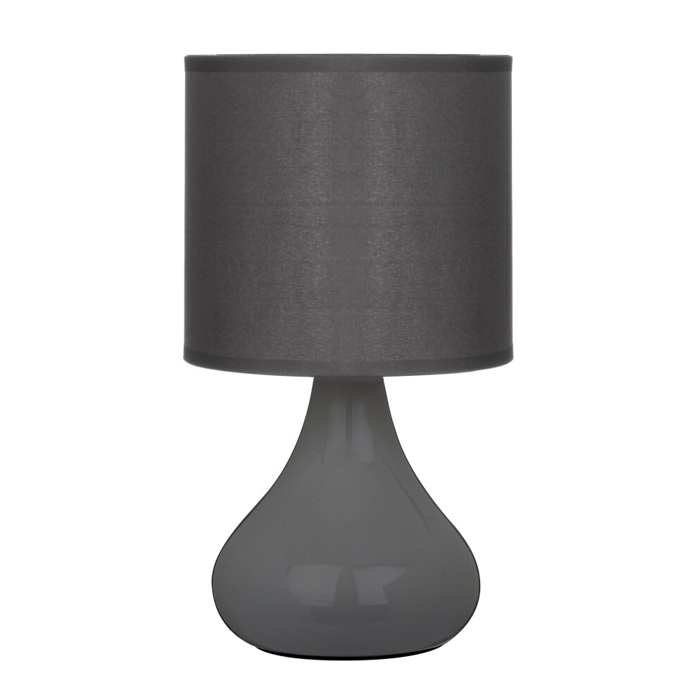 Premier Housewares E14 60 W Small Edison Screw with Bulbus Ceramic Table Lamp in Fabric Shade - Grey