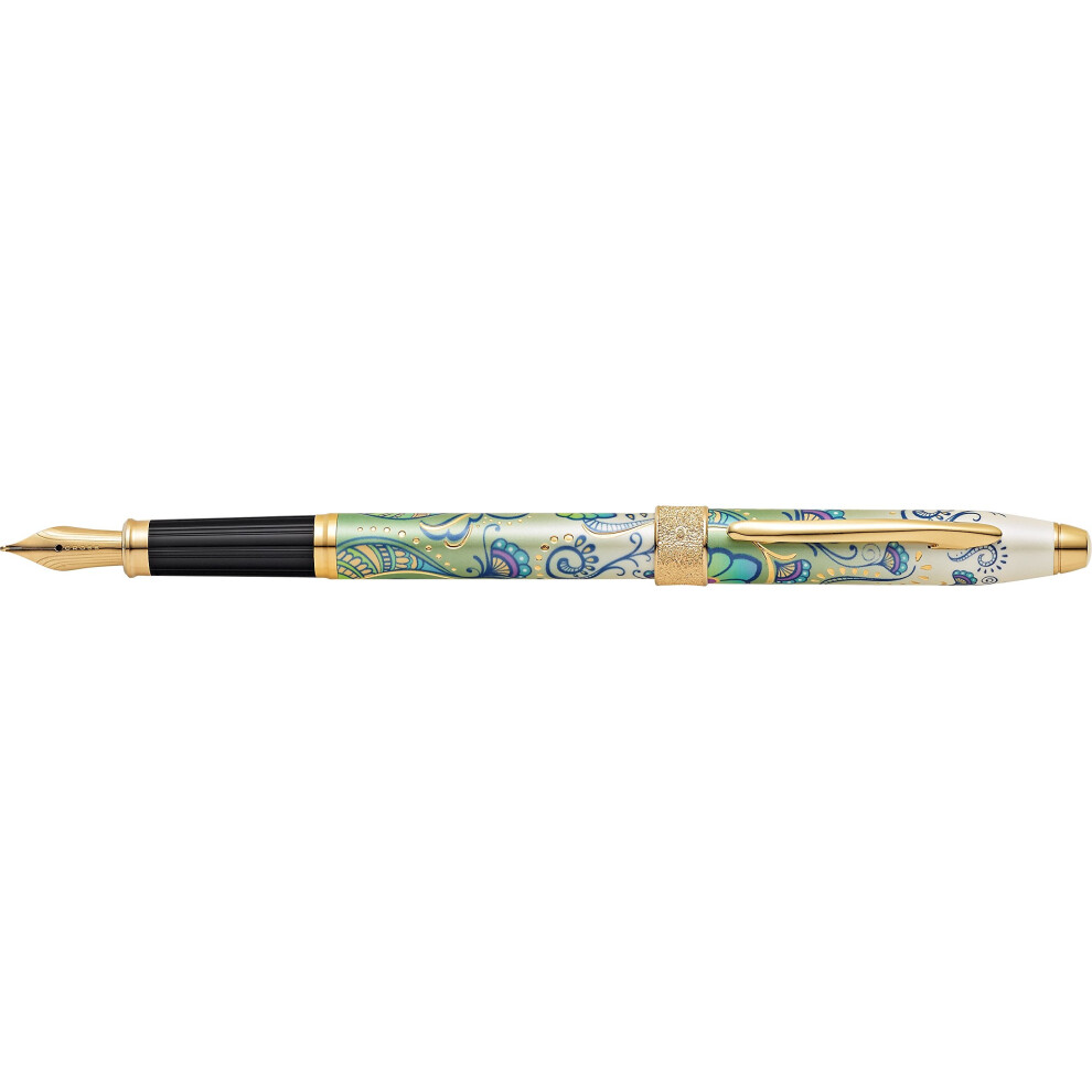 CROSS Botanica Green Daylily Fountain Pen with 23CT Gold-plated Medium Nib incl. Premium Gift Box â€“ Refillable Catridge Pen