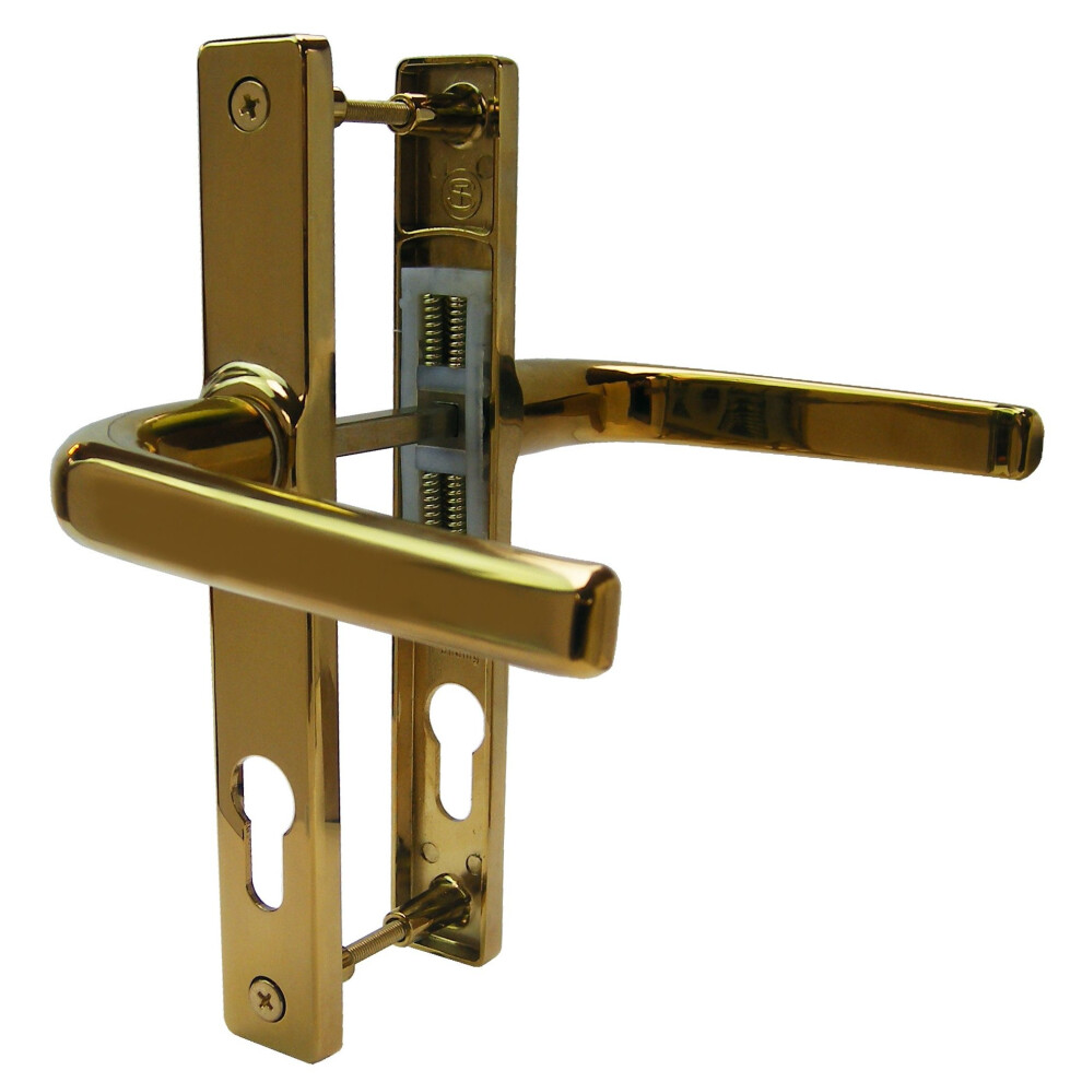 Ferco 70mm UPVC Door Handle Pair – Sprung 180mm Centres, PVD Gold Finish (HJ8U)