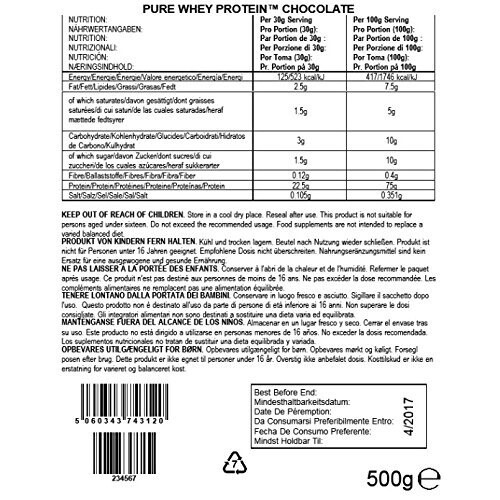 BULK POWDERS BULK POWDERS 500 g Chocolate Pure Whey Protein Pouch 1