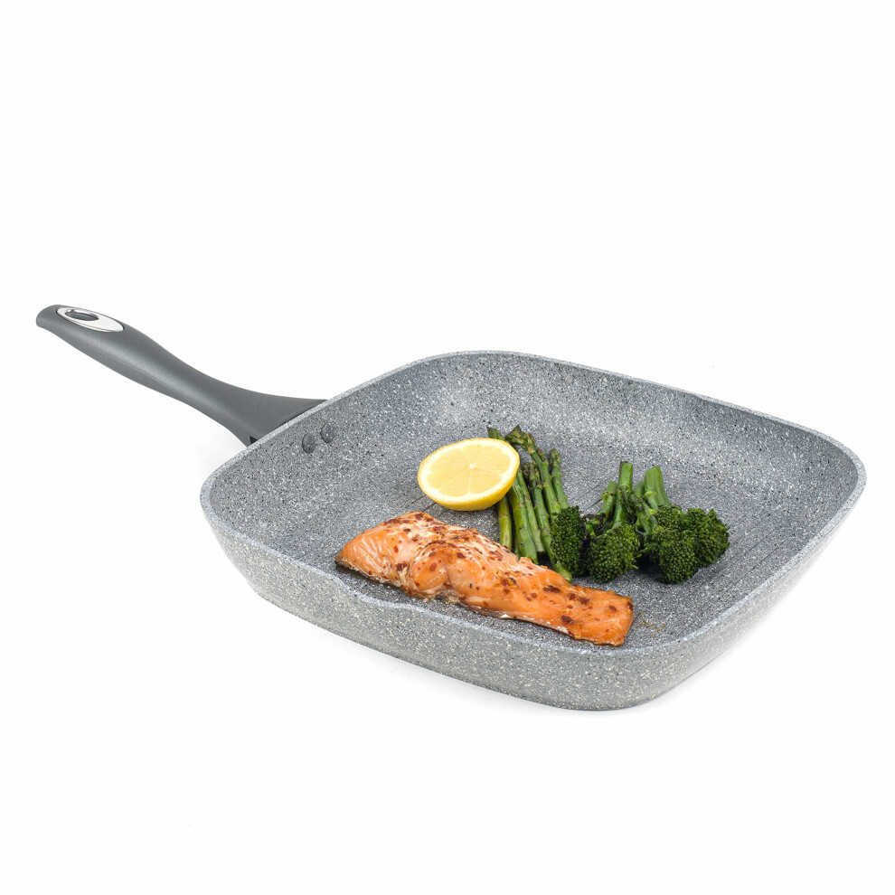 Salter BW02773G Marble Collection Forged Aluminium Non Stick Griddle Pan, 28 cm, Grey