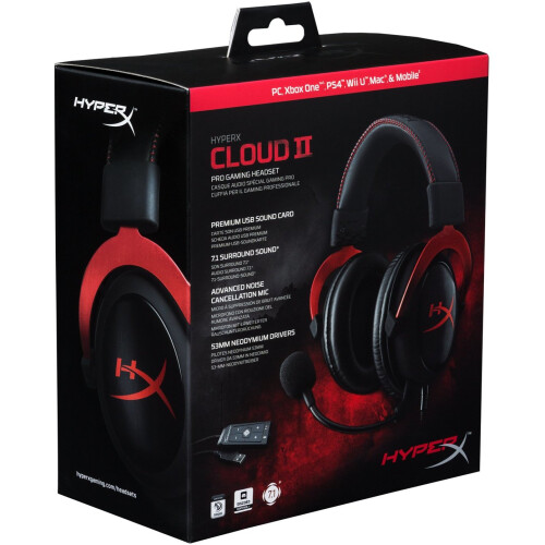 HyperX HyperX Cloud II Gaming Headset PC/PS4/Mac/Mobile, Red 2