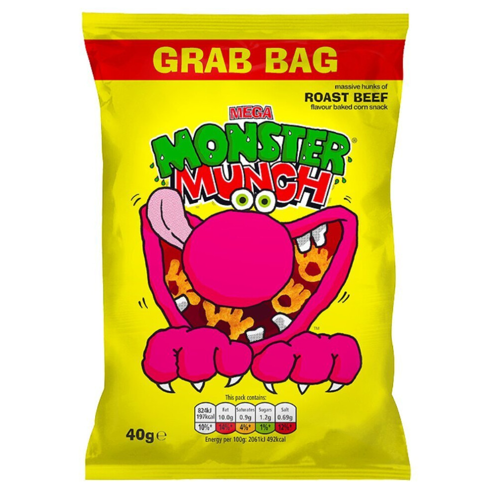 Walkers Monster Munch Roast Beef Snacks, 40 g (Pack of 30)