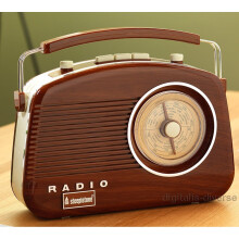 Steepletone Brighton 1950s Wood Grain Effect Portable Rotary Radio (brighton-wood)