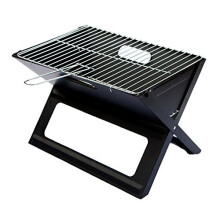 Notebook Folding Grill - Portable Picnic BBQ with Chrome Plated Cooking Grid (Black)